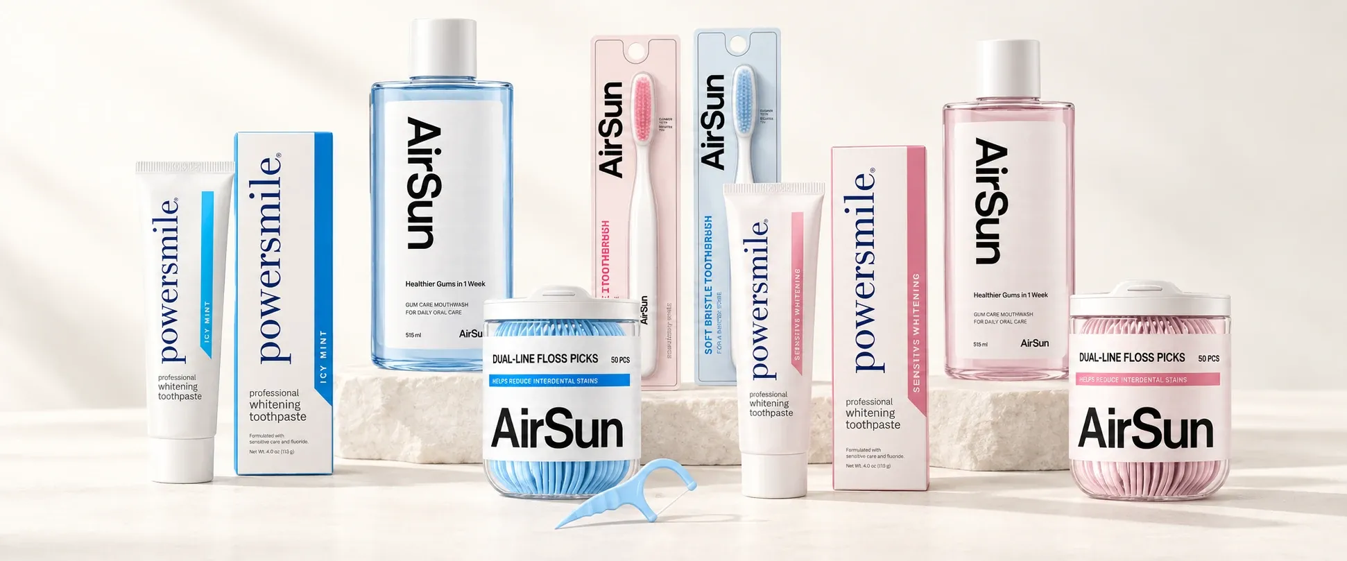 Oral care product collection with mouthwash bottles