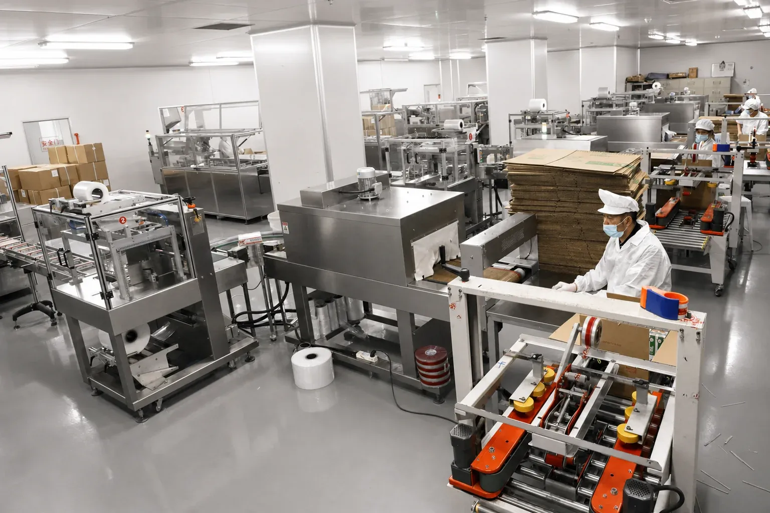 Packaging workshop with production equipment